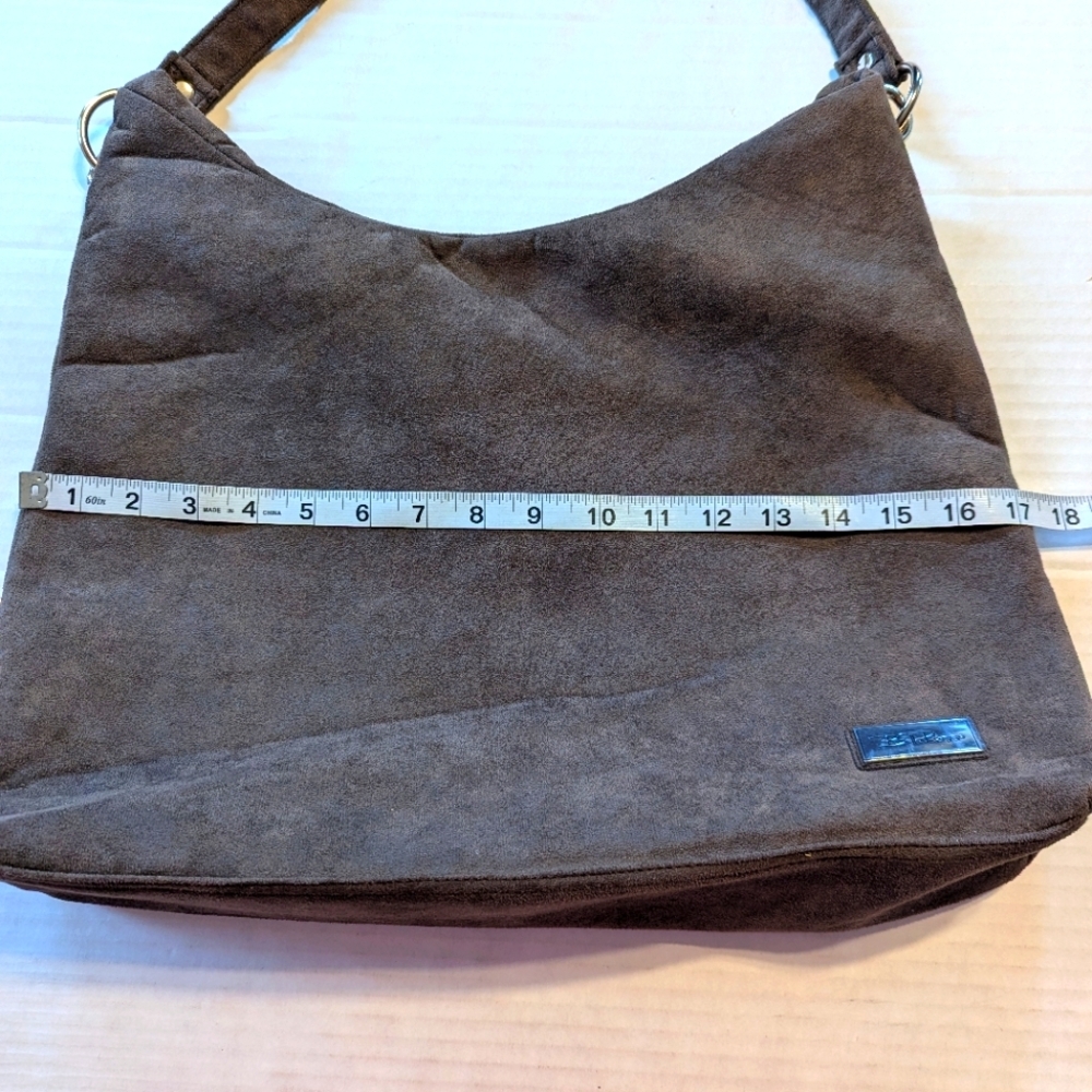 Suede Shoulder Hobo Bag - Brown - Picture 6 of 8